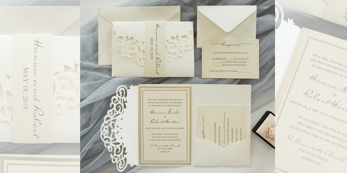 Ivory lasercut wedding invitation