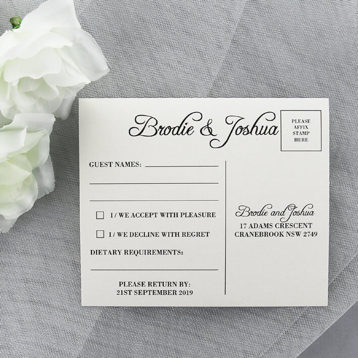 Wedding RSVP Postcard with Return Date Red Rose Invitations