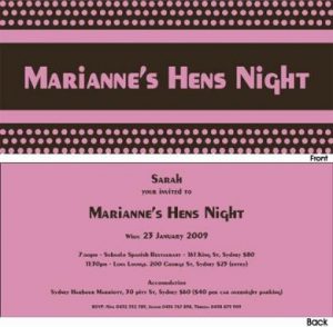 HBSINV005 Purple and Brown Hens Night Invitation