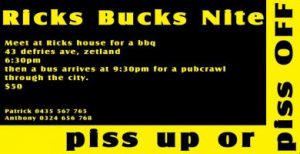 HBSINV008 piss up or piss off bucks night invitation
