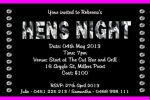 HBSINV002 Bright Pink and Black Hens Night Invitation