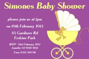 SHOINV03 Yellow and Purple Baby Shower Gloss Invitation