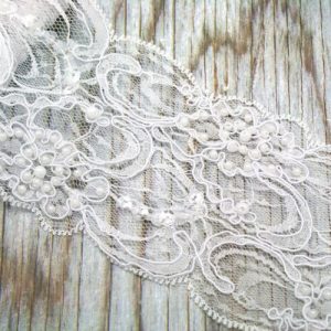 Beaded White Lace Roll for Invitations