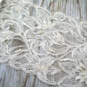 Ivory Flower Beaded Lace for Invitations