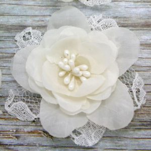 Pearl Lace and Organza Flower for Invitations