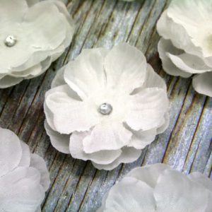 Small layered fabric flower with diamante for invitations