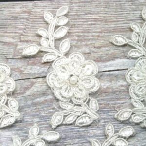 Stemed Flower Ivory Lace Piece for Invitations