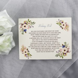 WEDINV120 watercolour blue and cream floral wishing well