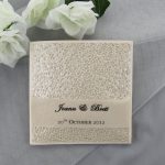 WEDINV19 Cream wedding invitation with pebbles paper and translucent