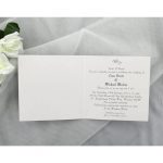 WEDINV39 inside of Red ribbon and diamante white wedding invitation