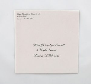 WEDINV01 Ivory pink and pearl wedding invitation envelope