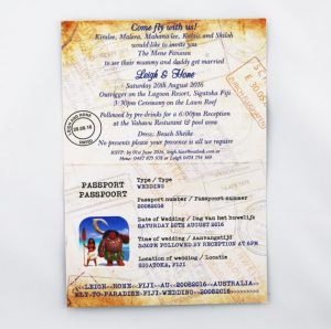 WEDINV136 inside of blue Passport Fiji Printed Wedding Invitation