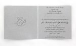 WEDINV152 Silver Square wedding Invitation with Satin Ribbon Buckle and Silver Bloom Paper inside