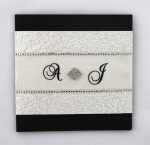 WEDINV158 Black textured wedding invitation with White Pebbles Paper wedding invitation Translucent and Diamantes
