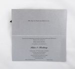 WEDINV26 inside of Silver pebbles and black ribbon and bow wedding invitation