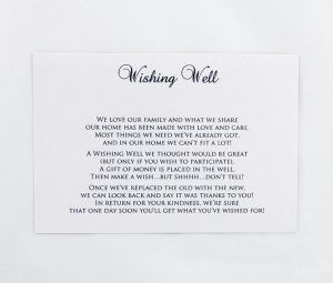 WEDINV49 Navy blue and white wishing well card