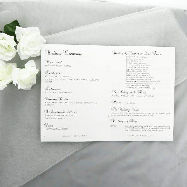 CHURBK02 inside of White Wedding Ceremony Book