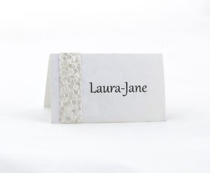 PLACAR128 white with white embossed paper individual place card