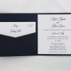 WEDINV107 inside of White lace and blue bow country invitation with rsvp and wishing well card