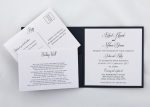 WEDINV107 inside of White lace and blue bow country invitation with rsvp card and wishing well card