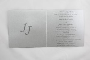 WEDINV119 Inside of Silver and blue wedding invitation