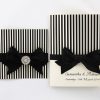 WEDINV141 Black Stripes wedding invitation Black Ribbon and Bow with Diamante with ceremony book