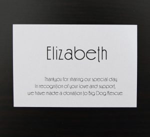 Flat place card on white printed in black