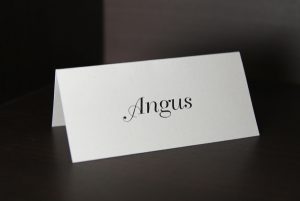 ivory place card printed in black