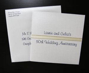 50th Ivory and gold wedding invitation with envelope