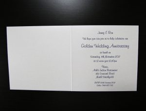 inside of 50th Ivory and gold wedding invitation