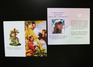 christian religious folded memorial card