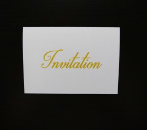 Front of memorial card invitation