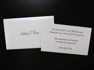 Ivory thankyou card with envelope