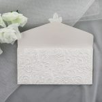 WEDINV104 inside panel of Ivory Pocket Invitation with Lace Diamante and Floral Paper