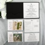 WEDINV158 inside of Black textured Invitation with White Pebbles Paper Translucent and Diamantes