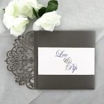 WEDINV22 inside panel of Grey Lasercut Wedding Invitation with Lasercut Pocket set