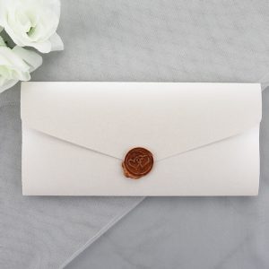 WEDINV50 Ivory Pocket Fold Wedding Invitation with Hearts Wax Seal
