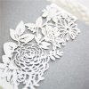 BELL008 white rose Lasercut belly band on invitation