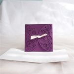 LASINV69 Purple floral rounded Lasercut Invitation