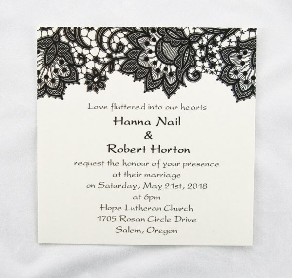 WEDINV41 thermographic black and cream floral wedding invitation
