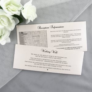WEDINV03 Wishing well and recpetion information wedding ivory card