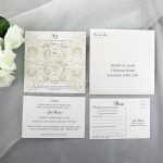 WEDINV14 White square gatefold lasercut wedding invitation set