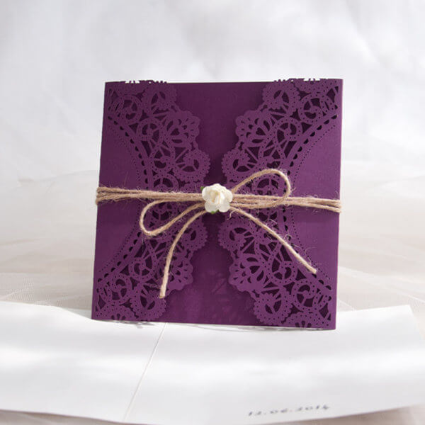 LASINV101 purple square gatefold rustic invitation