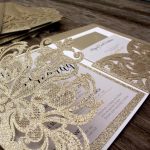 LASINV109 inside of gold glitter filigree pocket lasercut invitation