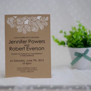 LASINV86 brown floral lasercut printed invitation