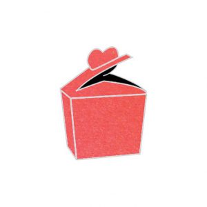bright red metallic heart bonbonniere box