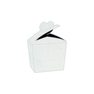 crystal white metallic heart bonbonniere box