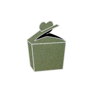 fern green pearla metallic heart bonbonniere box