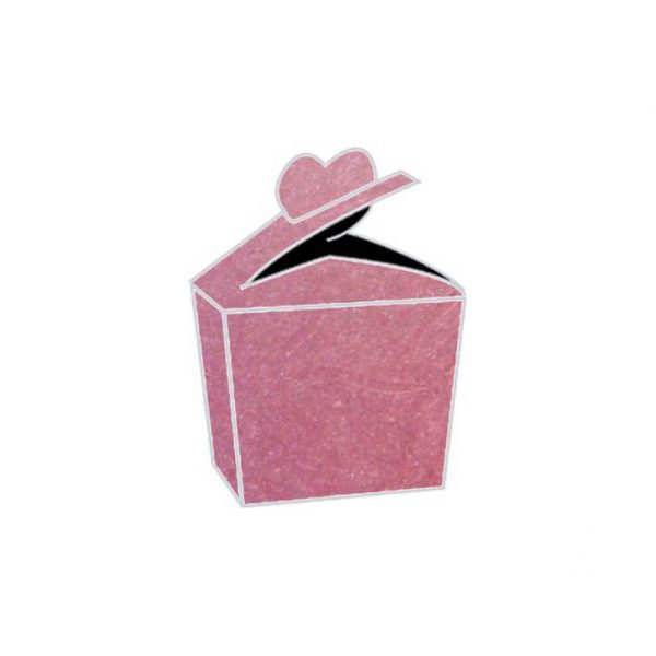 raspberry starfish textured metallic heart bonbonniere box