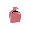red metallic heart bonbonniere box
